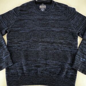 American Rag 100% Cotton Chunky Knit Crew Neck Navy/Black Sweater L CIE Label
